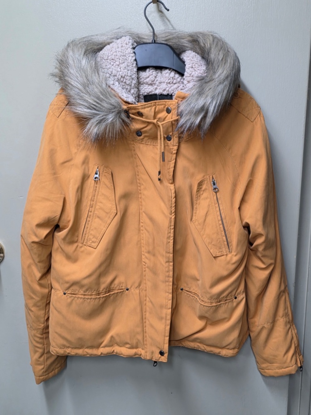Maurices Hooded Parka Bomber Jacket Mustard Colour